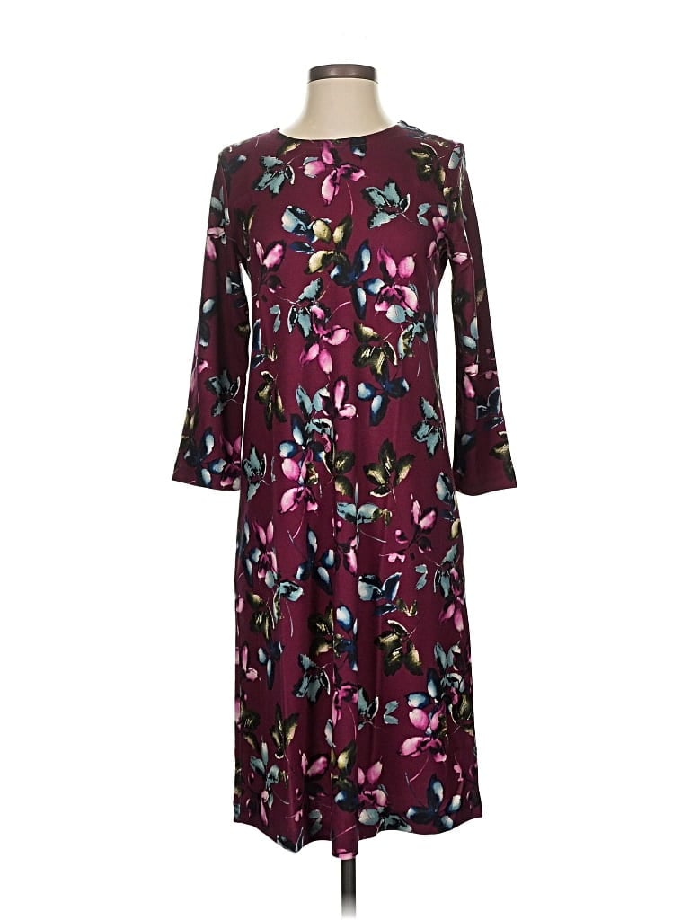 Pre-owned Jjill Casual Dress In Burgundy