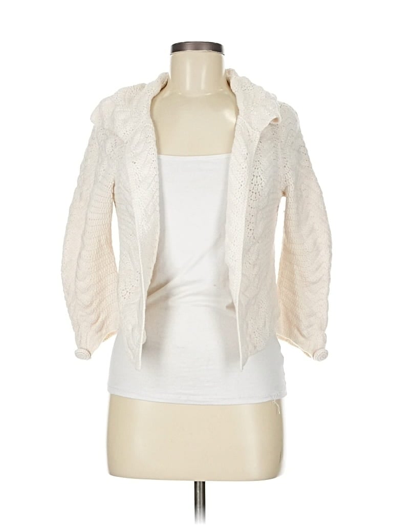 Pre-owned Ann Taylor Cardigan Sweater In White