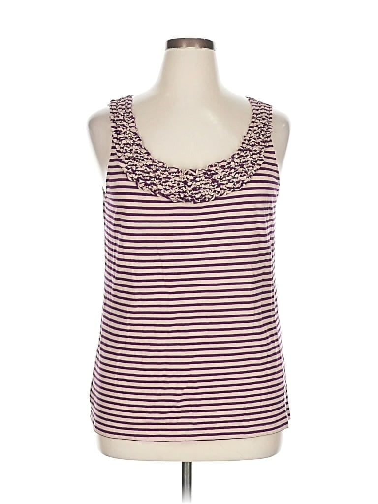 Pre-owned Ann Taylor Loft Tank Top Pink Ruffles Neckline Tops