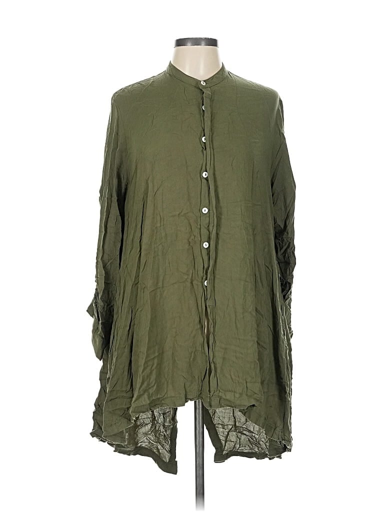 Pre-owned Comme 3/4 Sleeve Blouse In Green