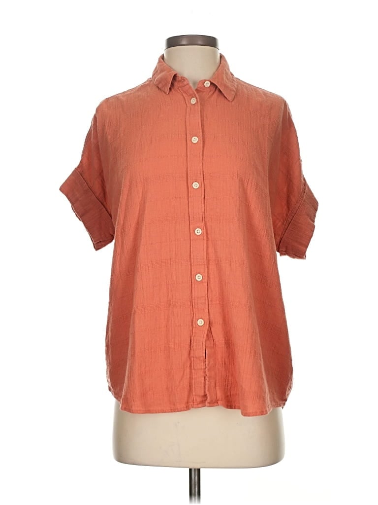 Pre-owned Madewell Short Sleeve Blouse In Orange