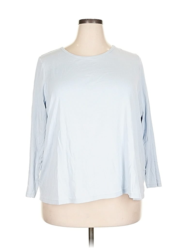 Pre-owned Lands' End 3/4 Sleeve T-shirt In Blue