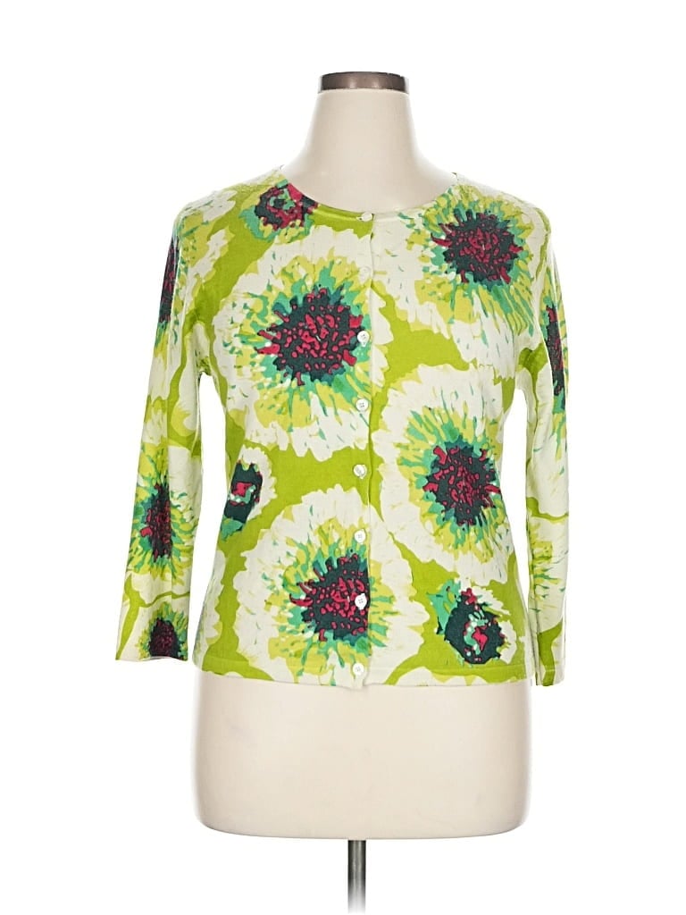 Pre-owned Garnet Hill Wool Cardigan Sweater In Green