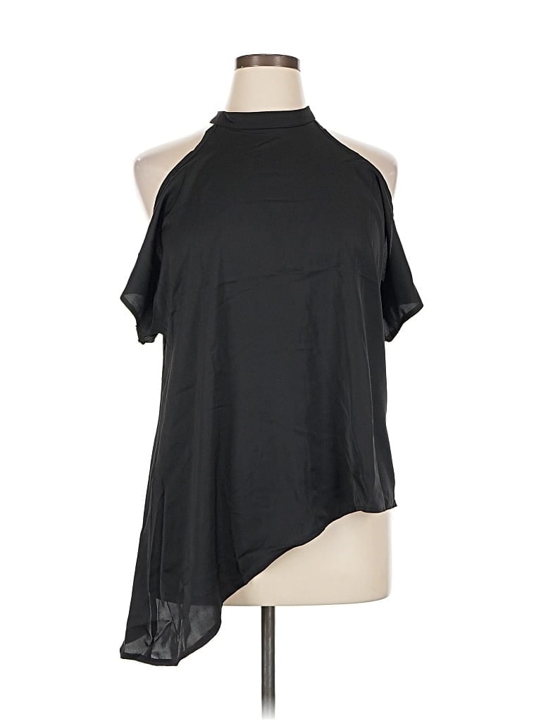 Pre-owned Shein Curve Short Sleeve Blouse In Black