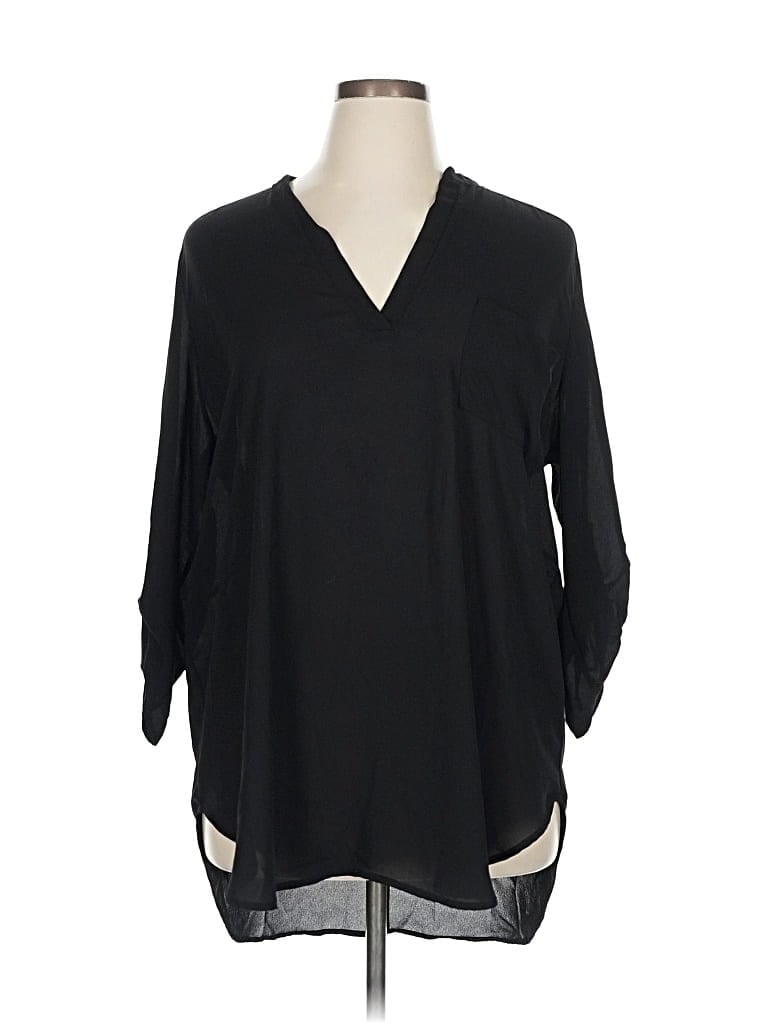 Pre-owned Gibson Latimer Long Sleeve Blouse In Black