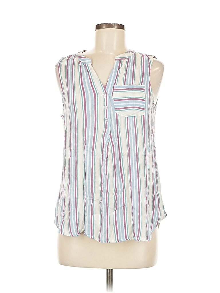 Pre-owned Market & Spruce Sleeveless Button Down Shirt In White