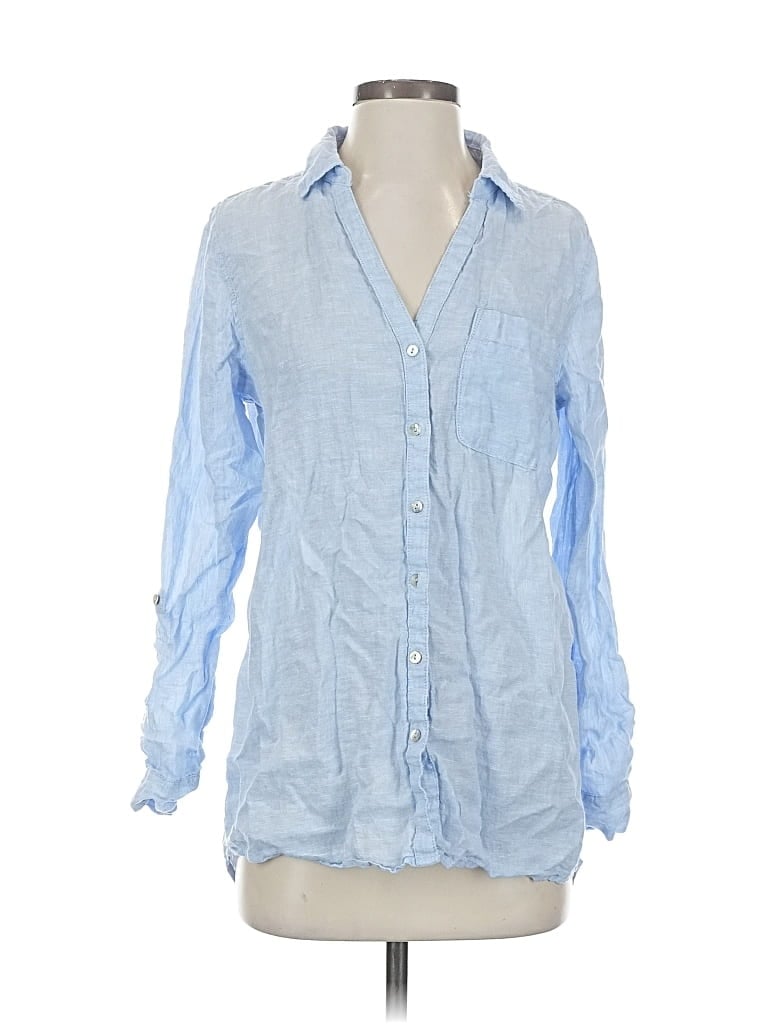 Pre-owned Sigrid Olsen Long Sleeve Button Down Shirt In Blue
