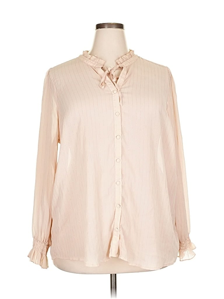 Pre-owned Torrid Long Sleeve Blouse In White