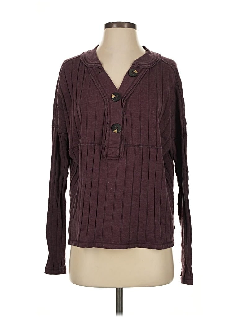 Pre-owned We The Free Long Sleeve Blouse In Burgundy