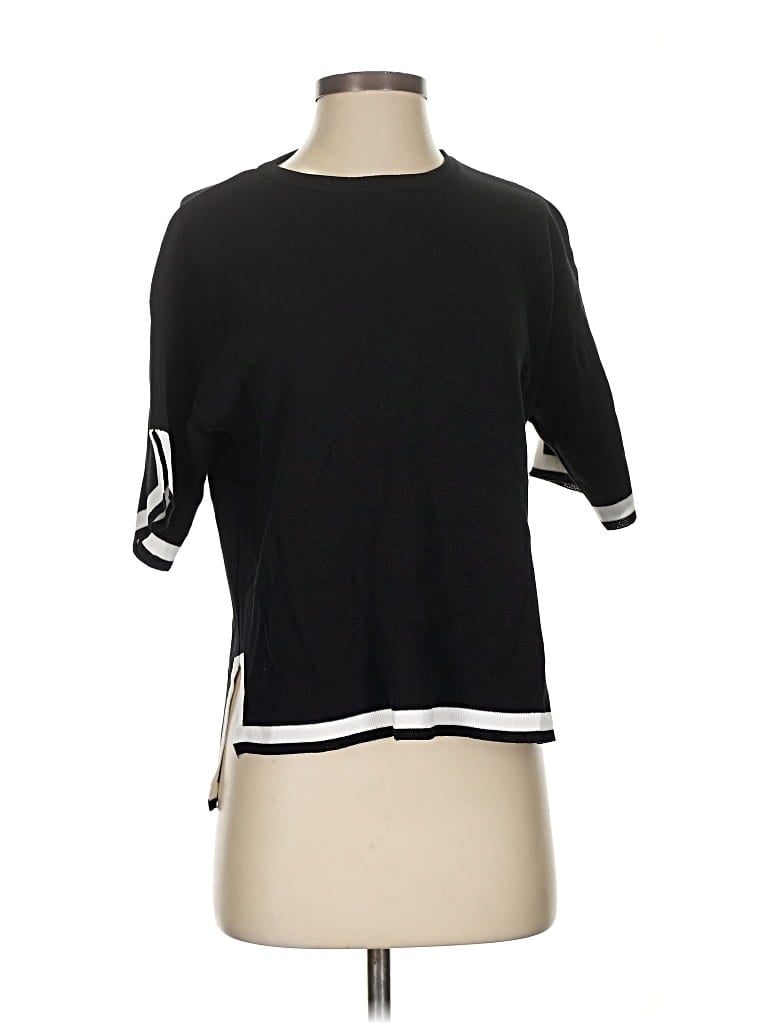 Pre-owned Unbranded 3/4 Sleeve T-shirt In Black