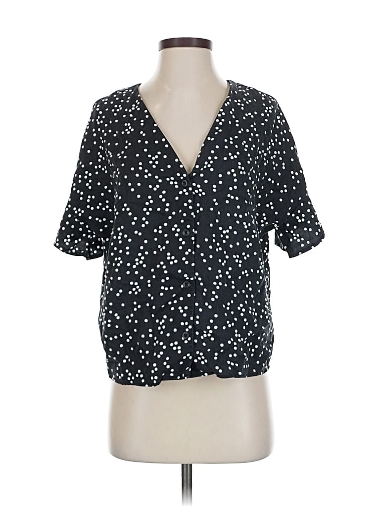 Pre-owned Vetta Short Sleeve Blouse In Black