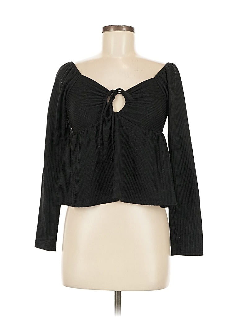 Pre-owned Papaya Long Sleeve Top Black Sweetheart Neckline Tops