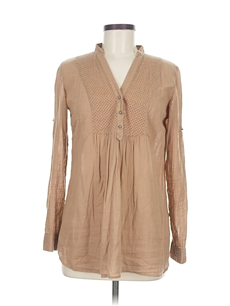 Pre-owned Zara Trf Long Sleeve Blouse In Brown