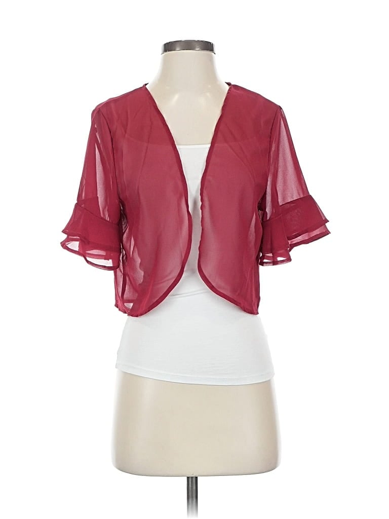 Pre-owned Unbranded Short Sleeve Blouse In Burgundy