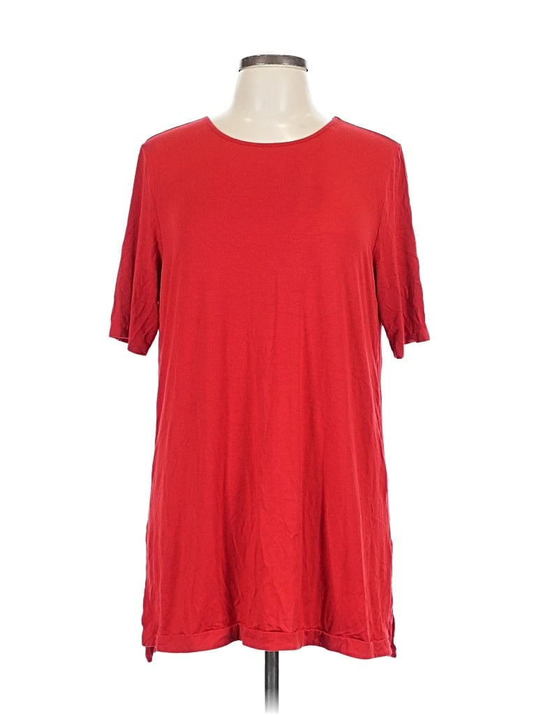 Pre-owned Jjill Short Sleeve Top Red Crew Neck Tops