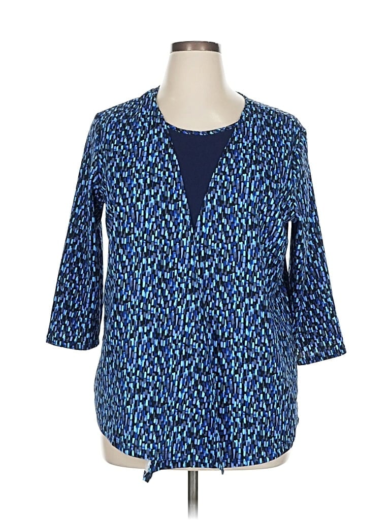 Pre-owned Serengeti 3/4 Sleeve Blouse In Blue