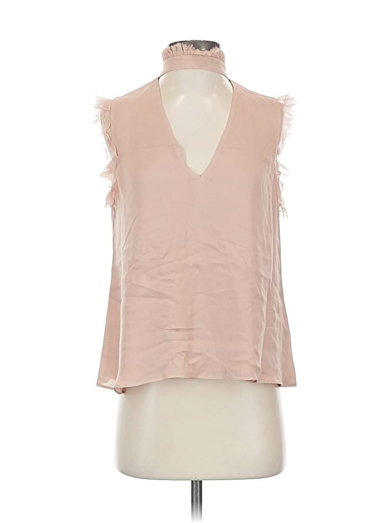 Pre-owned Alexis Sleeveless Silk Top Pink Halter Neckline Tops