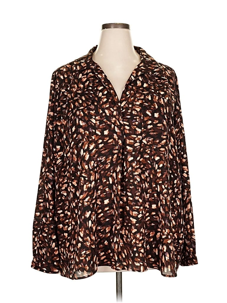 Pre-owned Investments Long Sleeve Blouse In Brown