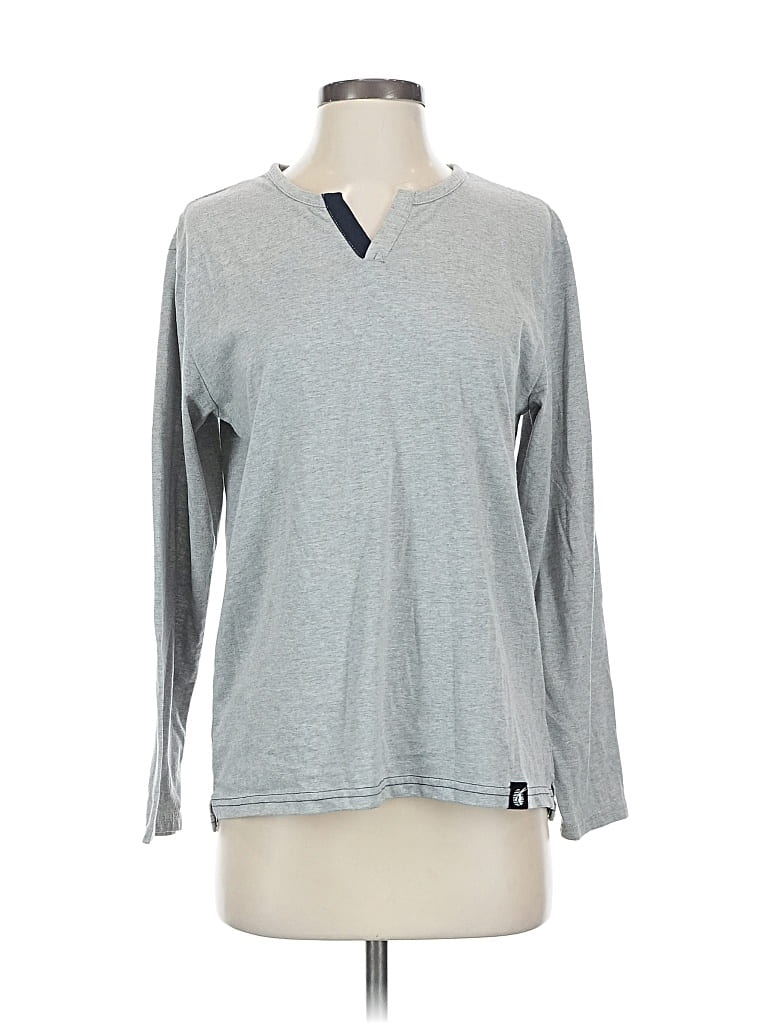 Pre-owned The White Company Long Sleeve Henley Shirt In Gray