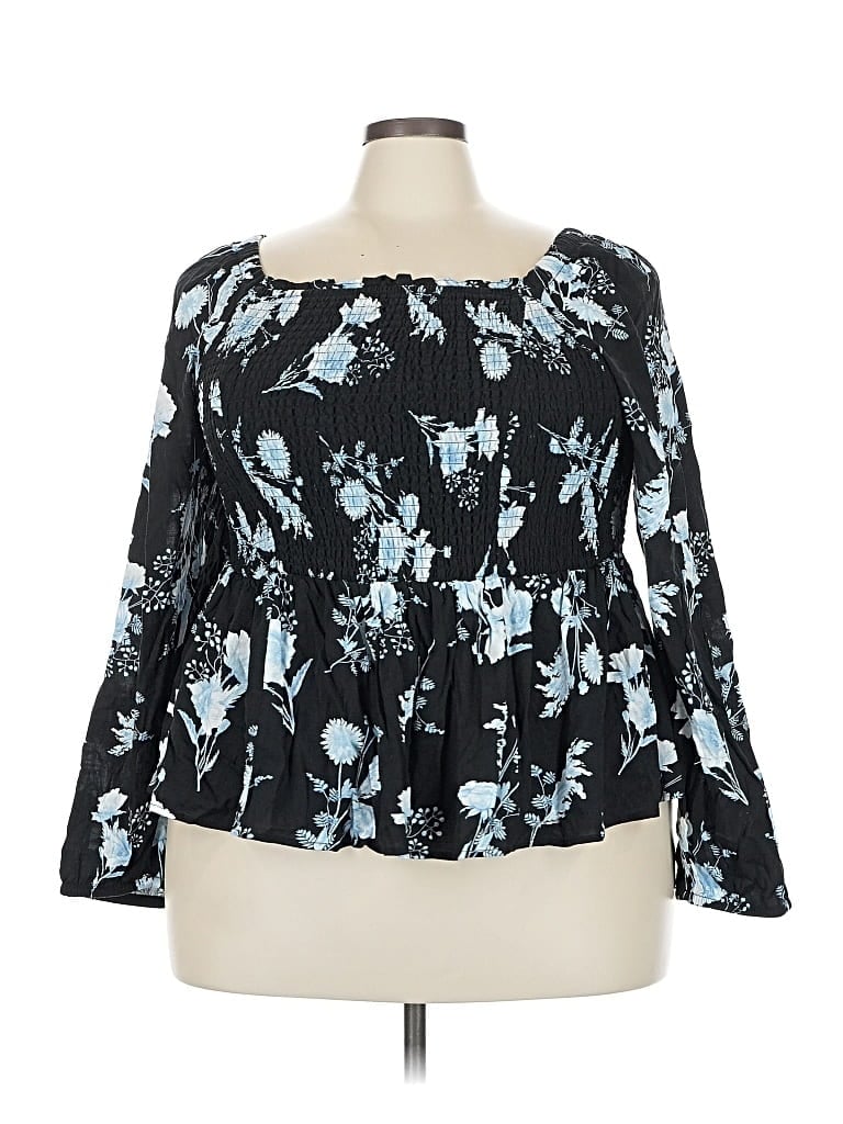 Pre-owned Torrid Long Sleeve Blouse In Black