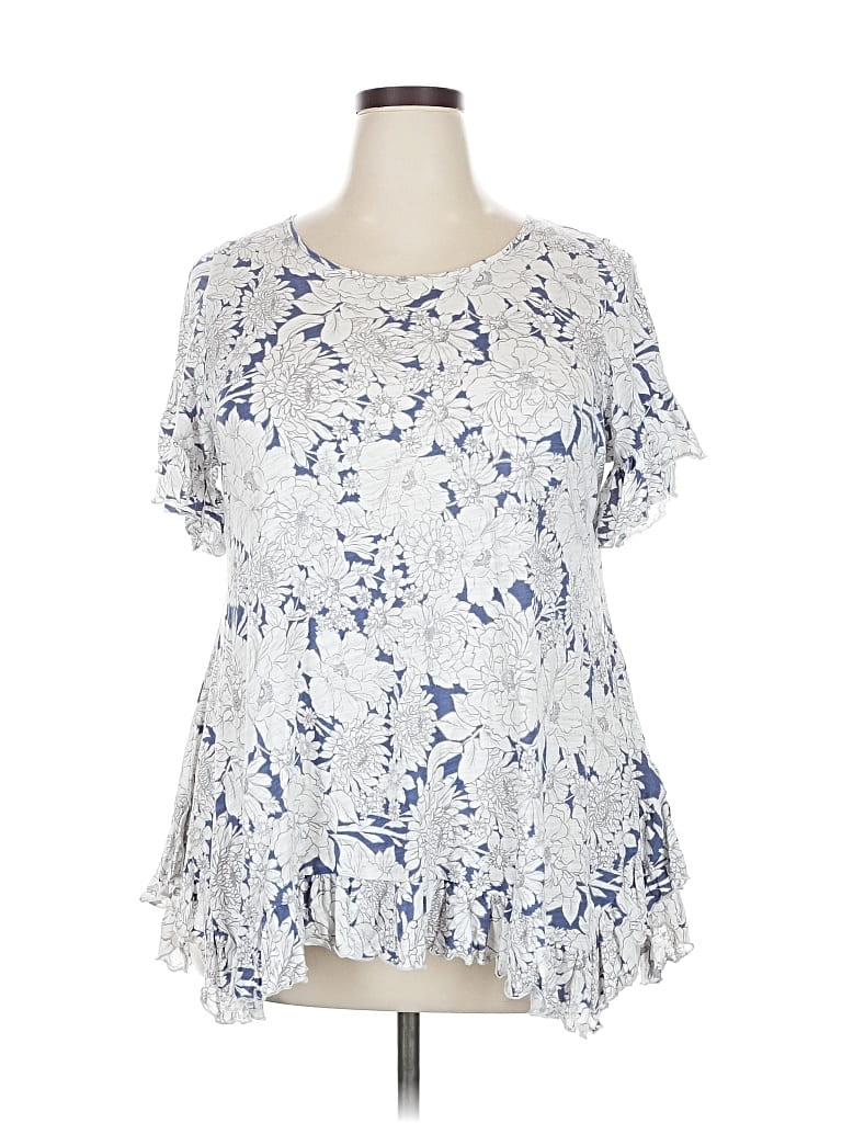 Pre-owned Cupio Short Sleeve Blouse In Blue
