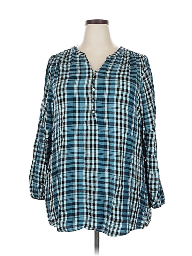 Pre-owned Lane Bryant 3/4 Sleeve Blouse In Blue