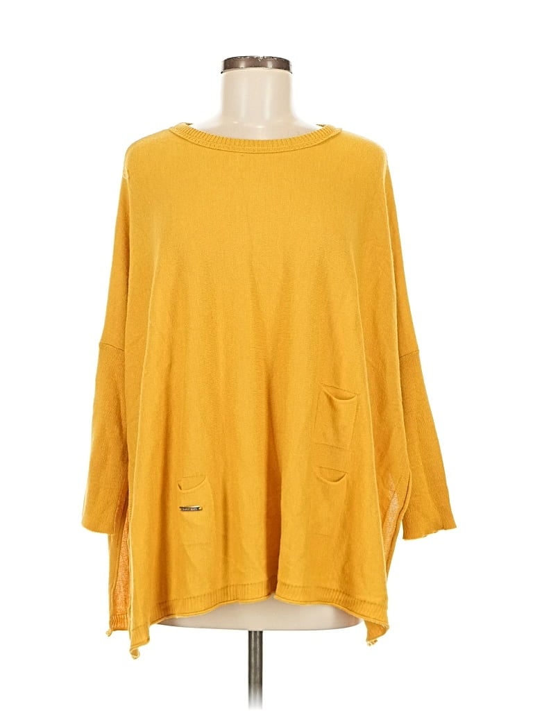 Pre-owned Mer Sea & Co 3/4 Sleeve Top Yellow Boatneck Tops