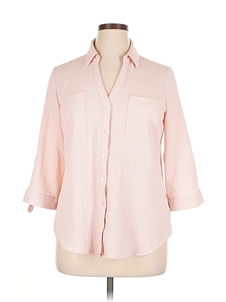 Pre-owned Bcx 3/4 Sleeve Button Down Shirt In Pink