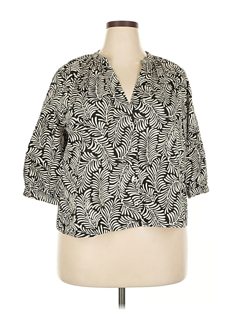 Pre-owned H&m 3/4 Sleeve Blouse In Black