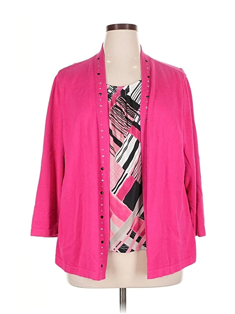 Pre-owned Alfred Dunner Cardigan Sweater In Pink