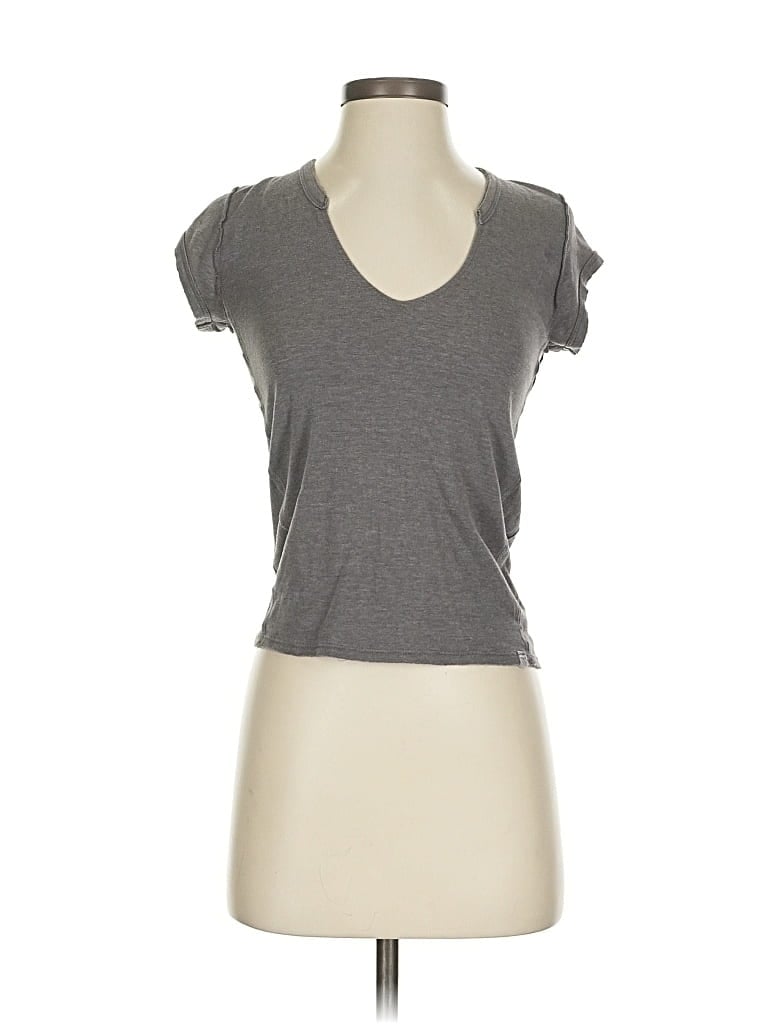 Pre-owned We The Free Short Sleeve Top Gray Sweetheart Neckline Tops