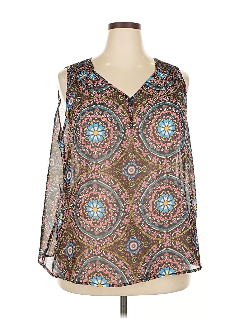 Pre-owned Fun2fun Sleeveless Blouse In Brown