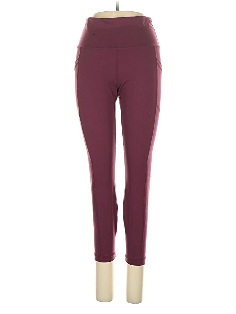 Pre-owned Yogalicious Active Pants In Burgundy