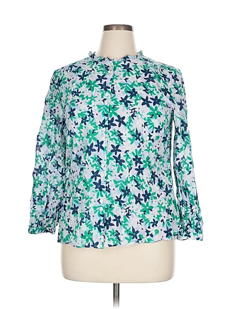 Pre-owned Talbots 3/4 Sleeve Blouse In Green