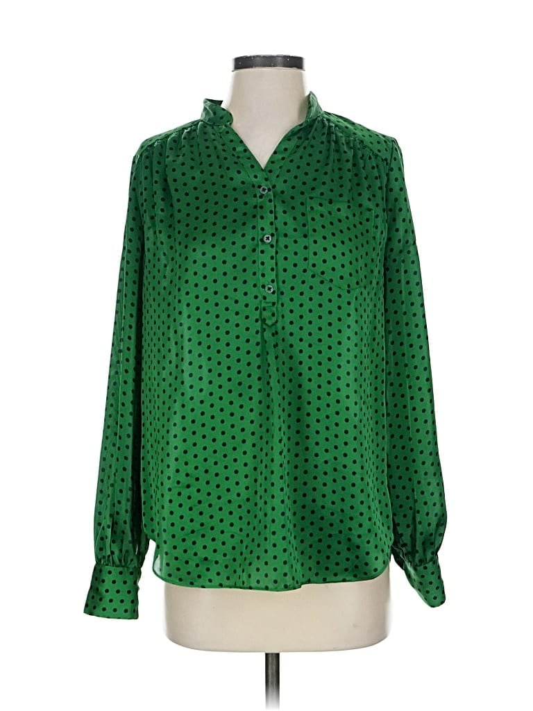 Pre-owned Dalia Collection Long Sleeve Blouse In Green
