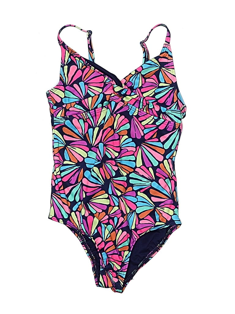 Pre-owned Lands' End Kids' One Piece Swimsuit In Purple