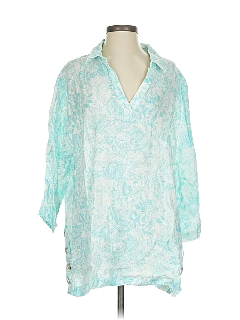 Pre-owned Sigrid Olsen 3/4 Sleeve Blouse In Blue