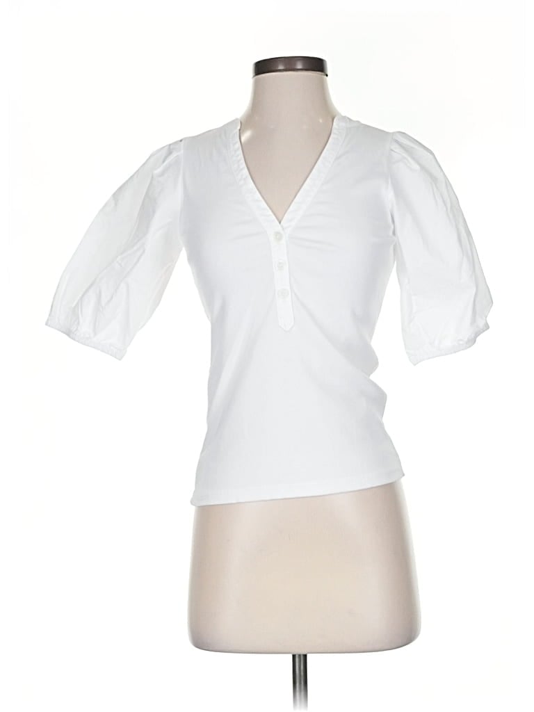 Pre-owned Madewell Short Sleeve Blouse In White
