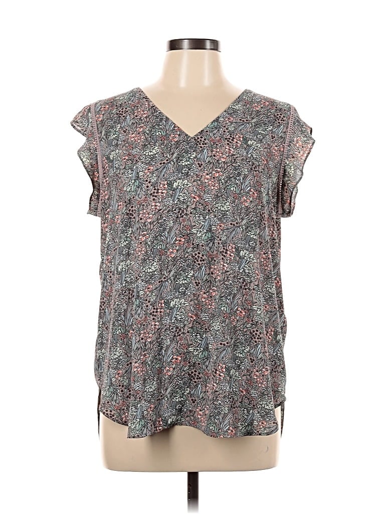 Pre-owned Ann Taylor Loft Outlet Short Sleeve Blouse In Gray