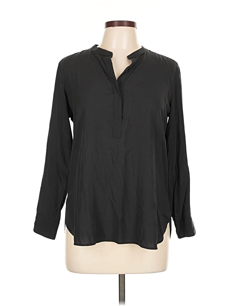 Pre-owned Uniqlo Long Sleeve Blouse In Black