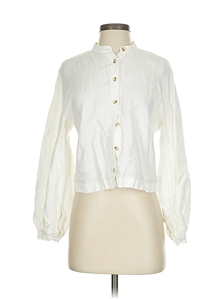 Pre-owned Club Monaco Long Sleeve Blouse In White