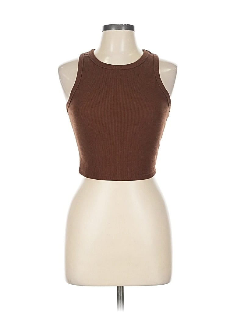 Pre-owned Unbranded Tank Top Brown Halter Neckline Tops
