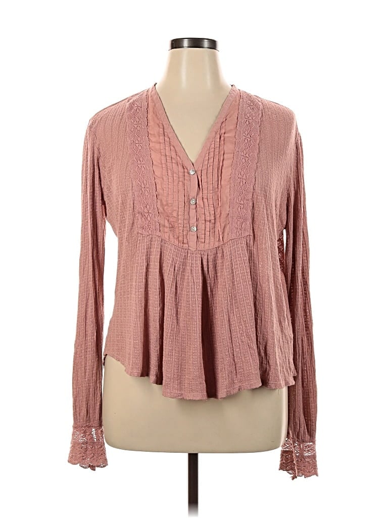Pre-owned Lucky Brand Long Sleeve Blouse In Pink