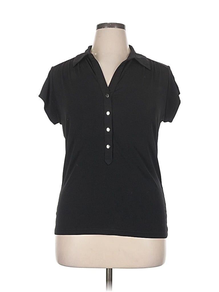 Pre-owned Alfani Short Sleeve Blouse In Black