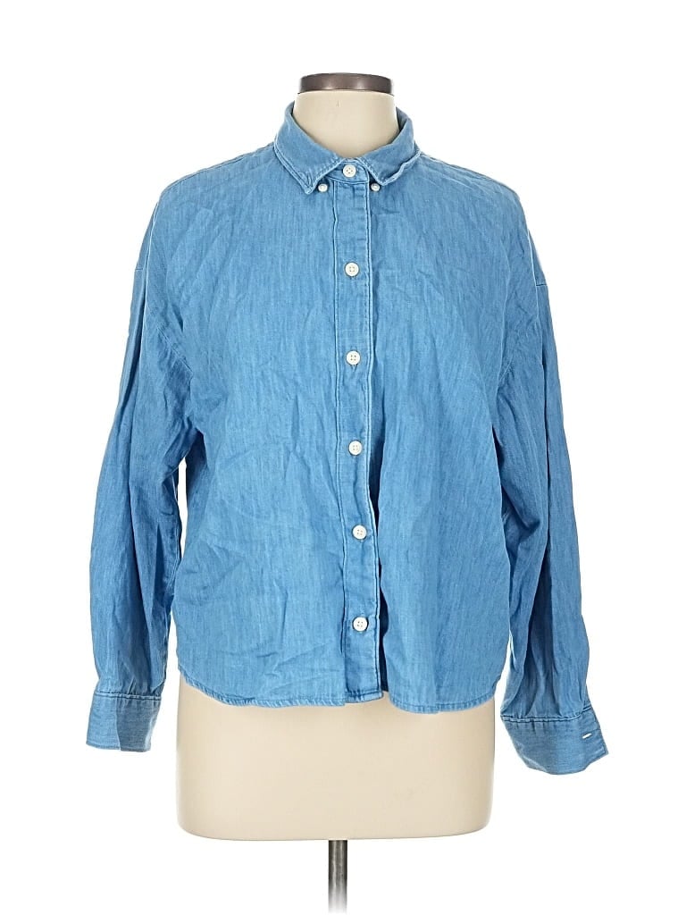 Pre-owned Old Navy Long Sleeve Button Down Shirt In Blue
