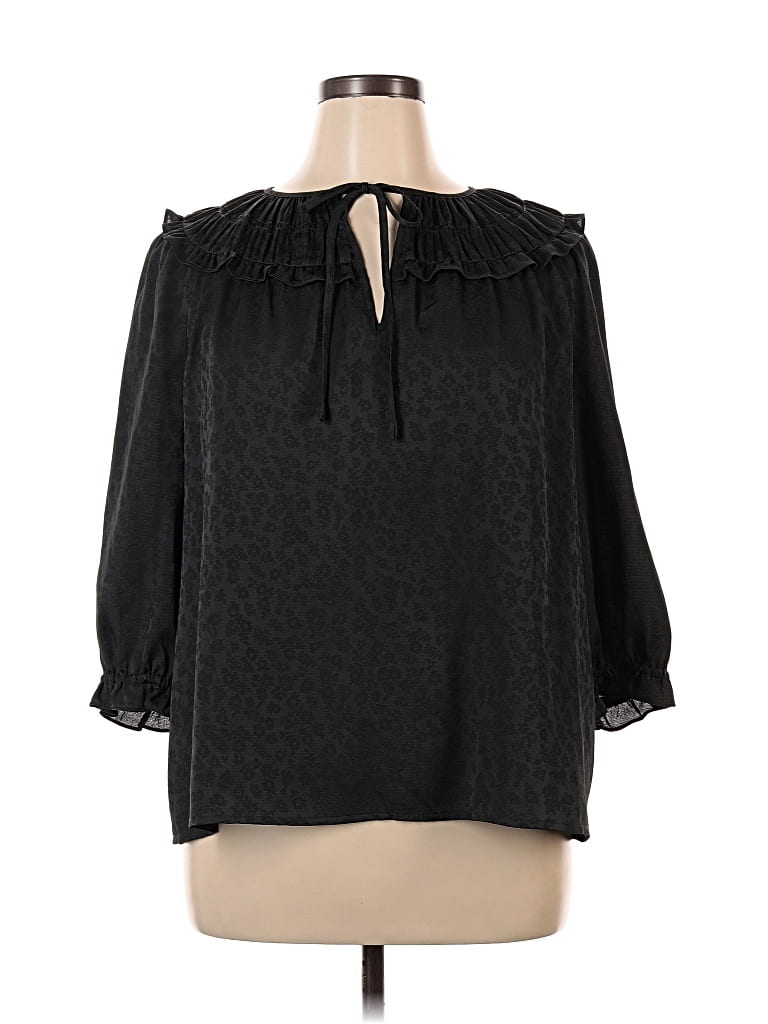 Pre-owned Current Air 3/4 Sleeve Blouse In Black