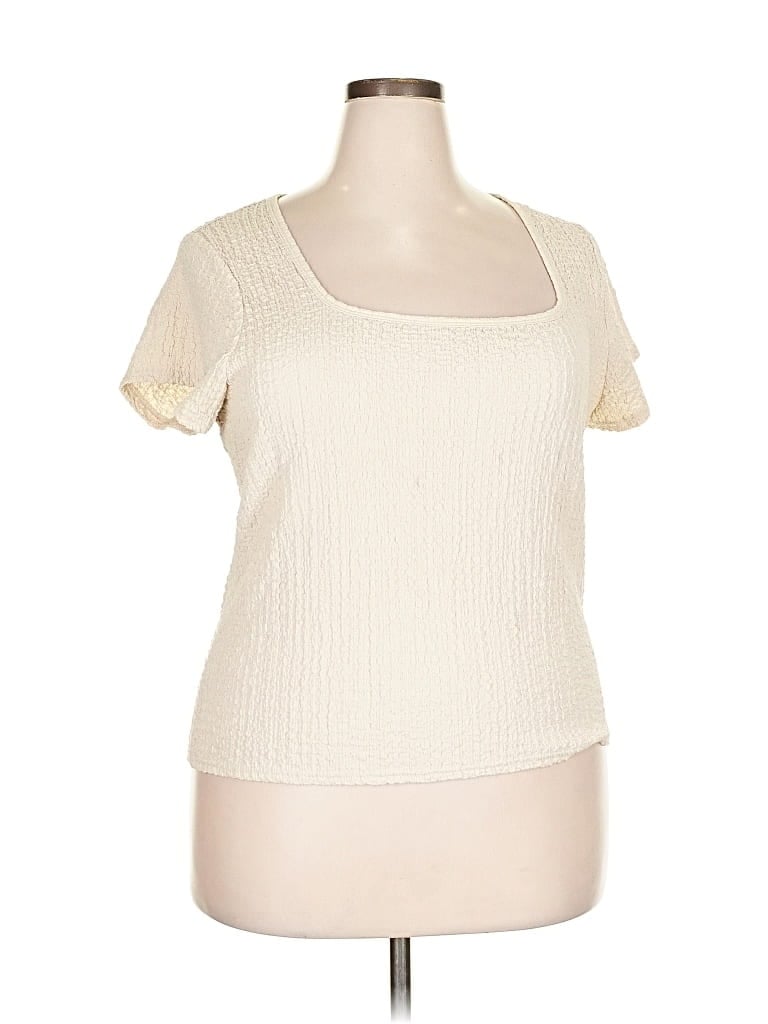 Pre-owned Old Navy Short Sleeve Top Ivory Square Neckline Tops In White