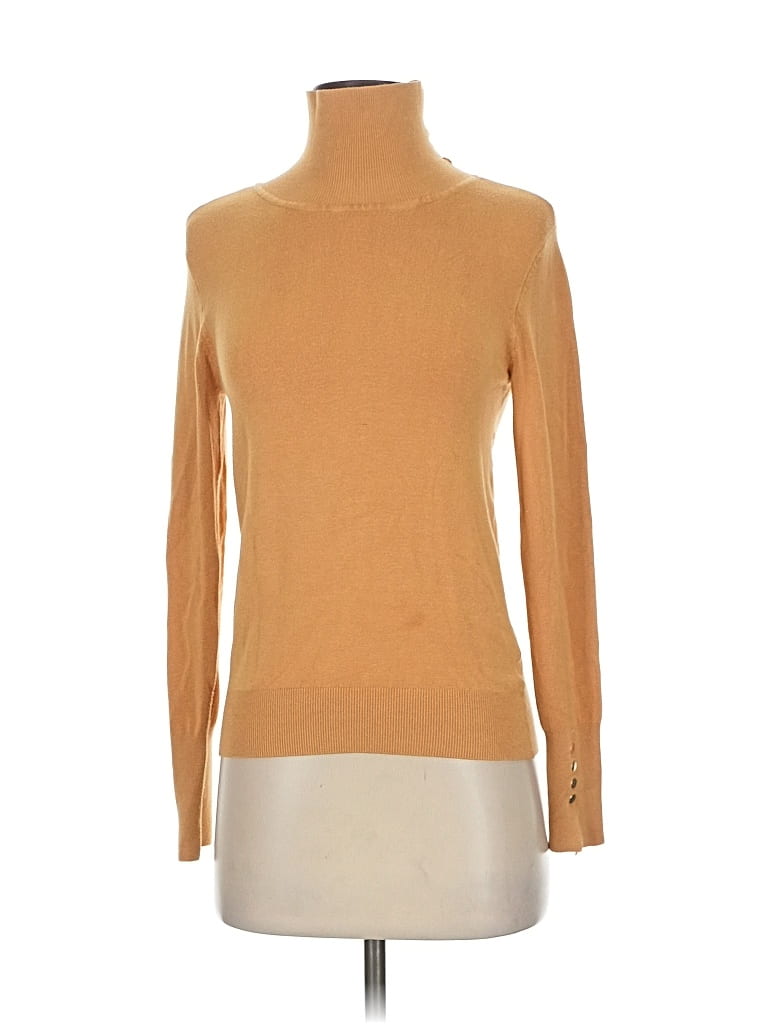 Pre-owned Skies Are Blue Long Sleeve Top Tan Turtleneck Tops In Brown