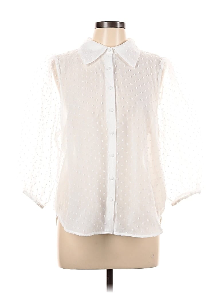 Pre-owned Marc New York Andrew Marc 3/4 Sleeve Blouse In White