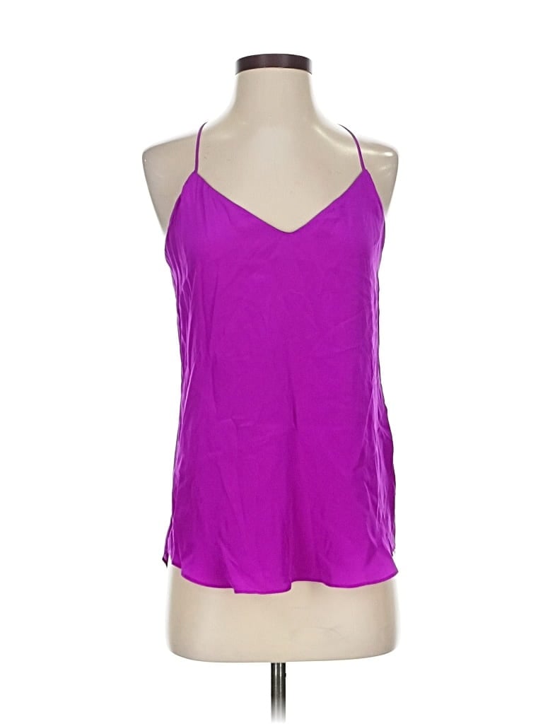 Pre-owned Lavender Brown Sleeveless Silk Top Purple Halter Neckline Tops